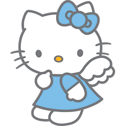 Blue Kitty Angel Emoticon