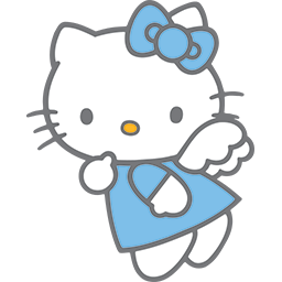 Blue Kitty Angel 4 Emoticon