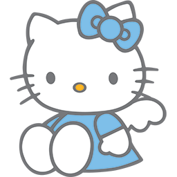 Sitting Blue Kitty Emoticon