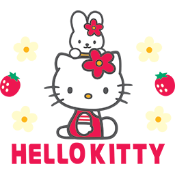 Bunny Kitty Strawberries Emoticon